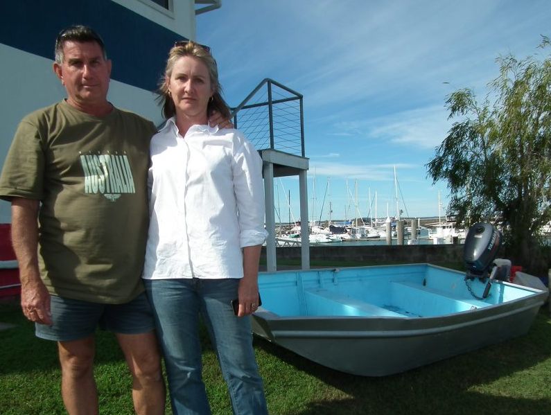 Lionel and Jennifer Ridge-Cooke were the last people to see the elderly man who fell overboard alive. They phoned 000 when they found his dinghy empty with the motor still running and towed it back to shore. Lionel and Jennifer Ridge-Cooke were the last people to see the elderly man who fell overboard alive. They phoned 000 when they found his dinghy empty with the motor still running and towed it back to shore.